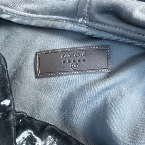 Blank NYC Womens Crushed Velvet Draped Jacket XS Asymmetric Zip Blue Lightweight - Picture 3 of 8